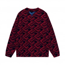 프라다 로고 기하학 프린트 라운드넥 스웨터 앙콜라 레드 UMB258S2