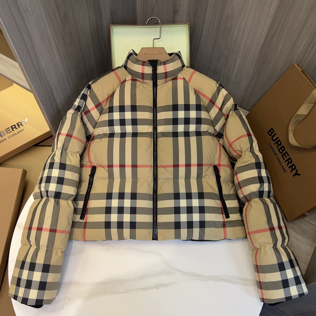 버버리 체크 리사이클 폴리에스테르 크롭 퍼퍼 재킷 80459551