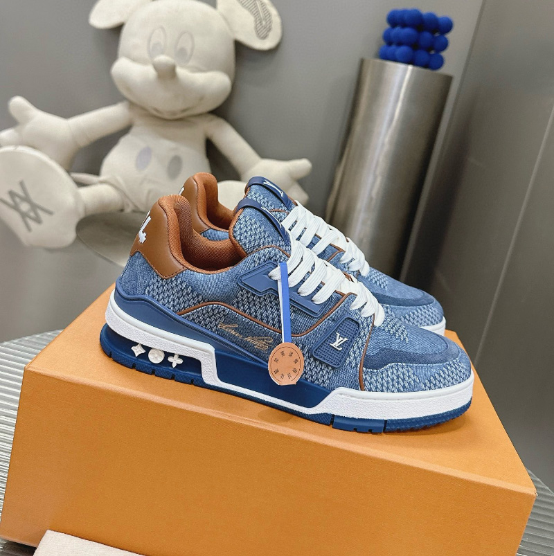 루이비통 LV 트레이너 스니커즈 블루 데님 다미에 1AD6DI
