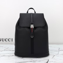 구찌 웹 Web 디테일의 라지 백팩 블랙 레더 816750AAEF71042