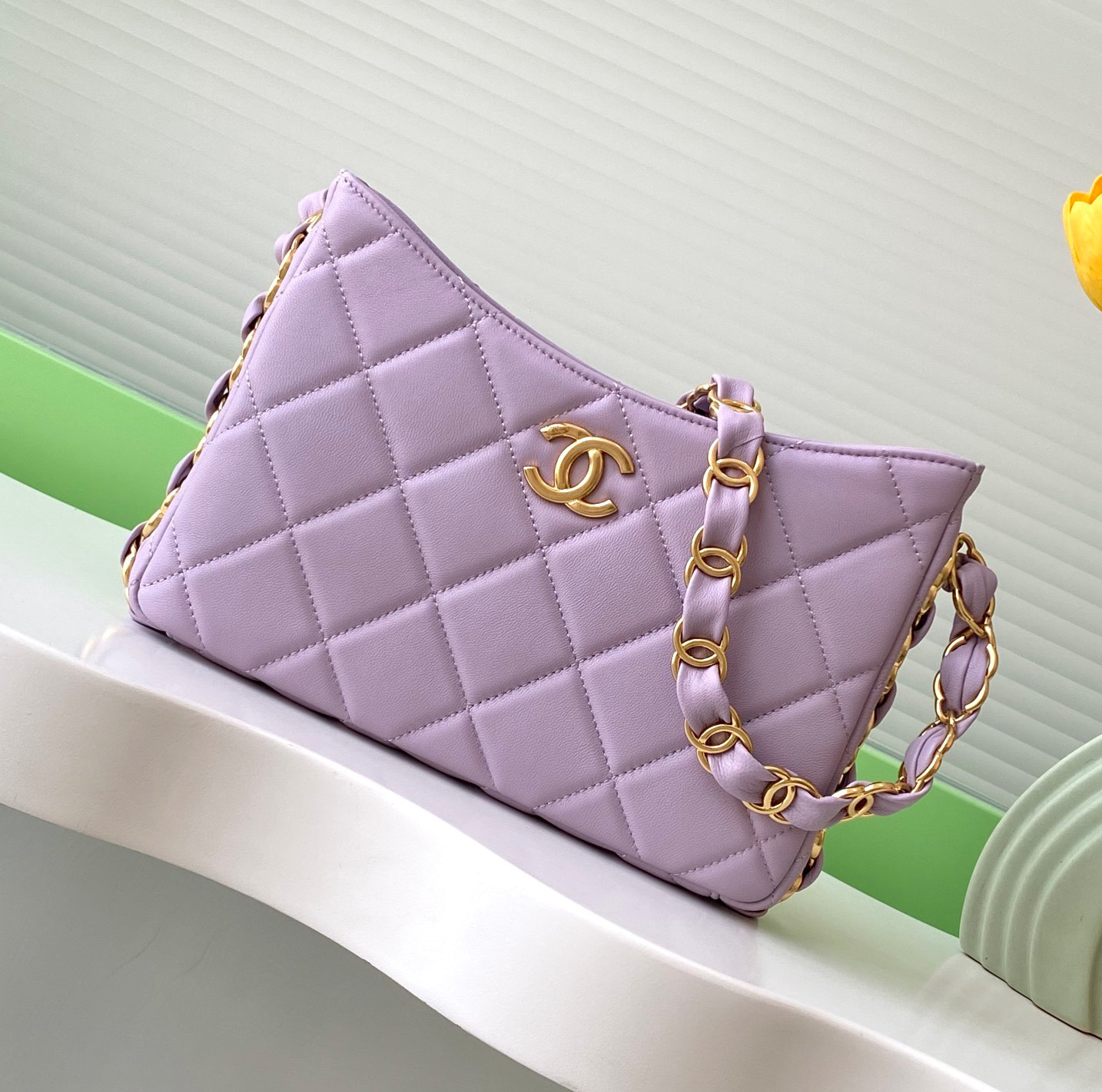 샤넬 호보 핸드백 램스킨, 골드 메탈 버건디 5컬러 AS5177