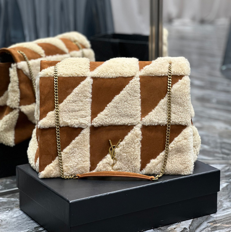 생로랑 패치워크 스웨이드 및 시어링 제이미 40 71231629X879587