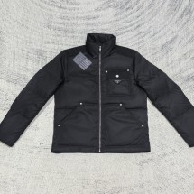 프라다 리나일론 크롭 다운 재킷 블랙 SGC584