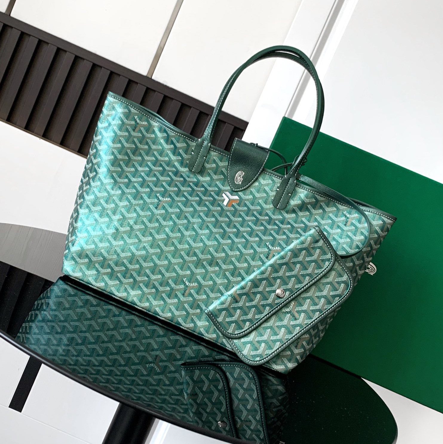 고야드 GOYARD 캐노피 PM 세인트루이스 파우치 카키 그린 STLCROPMLTY