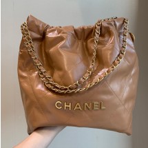 샤넬 22백 스몰 카프스킨 패턴 금장 카멜 AS3260 AS3261