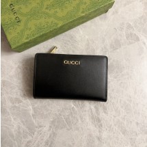 구찌 스크립트 지퍼 지갑 블랙 레더 772640