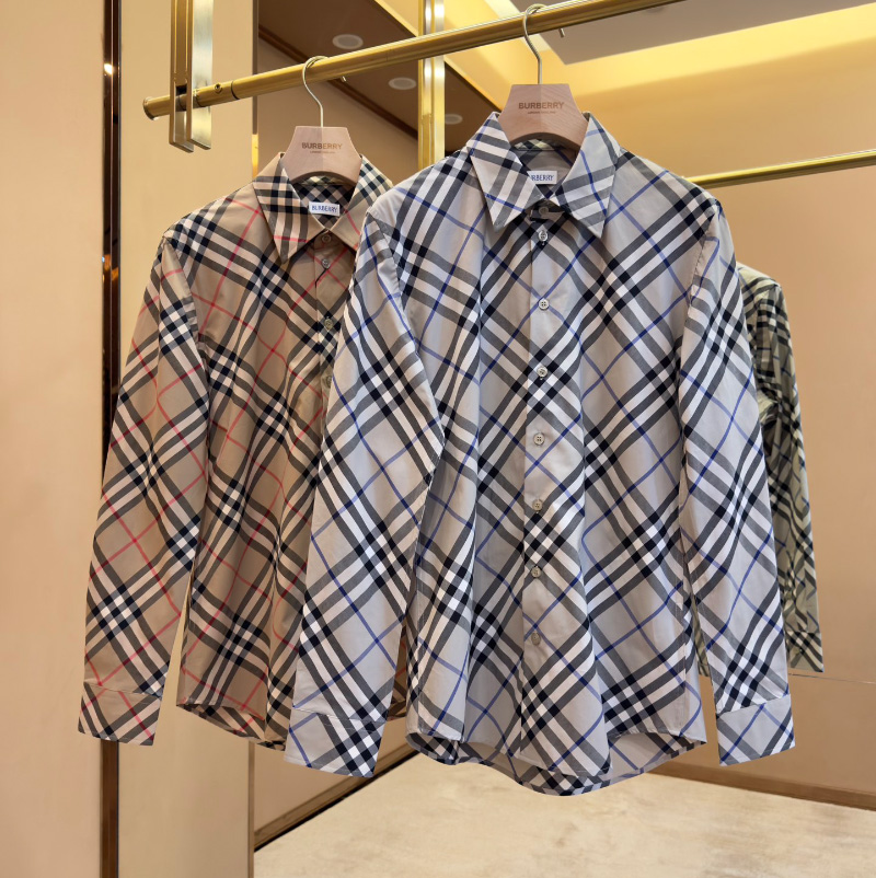 버버리 체크 코튼 셔츠 샌드 남녀공용 2컬러 80876341