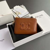 셀린느 트리옹프 파우치 카드 지갑 탠 퀴르 여성 동전지갑 10C663DR8