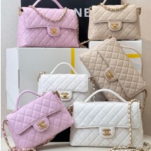 샤넬 탑 핸들 램스킨 & 골드 메탈 스몰 플랩 백 3컬러 AS5355