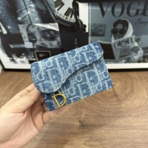 디올 새들 블룸 플랩 여성 카드 지갑 블루 데님 S5611CDCE_M49E