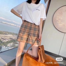 버버리 체크 프린트 와이드 밴딩 일자 캐주얼 여성 반바지 2컬러 80264091