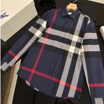 버버리 체크 코튼 셔츠 네이비 남여공용 80732161