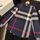 버버리 체크 코튼 셔츠 네이비 남여공용 80732161