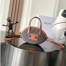 셀린느 오발 백 트리옹프 캔버스 카프스킨 탄 122262BZJ