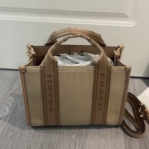 코치 다크 내츄럴 멀티 캔버스 스무스 레자 미니 토트 레이디스 FCAQ02