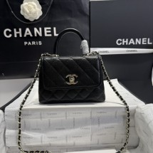 샤넬 핸들 장식의 플랩백 코코핸들 마이크로 캐비어 블랙 금장 4컬러 AP4244