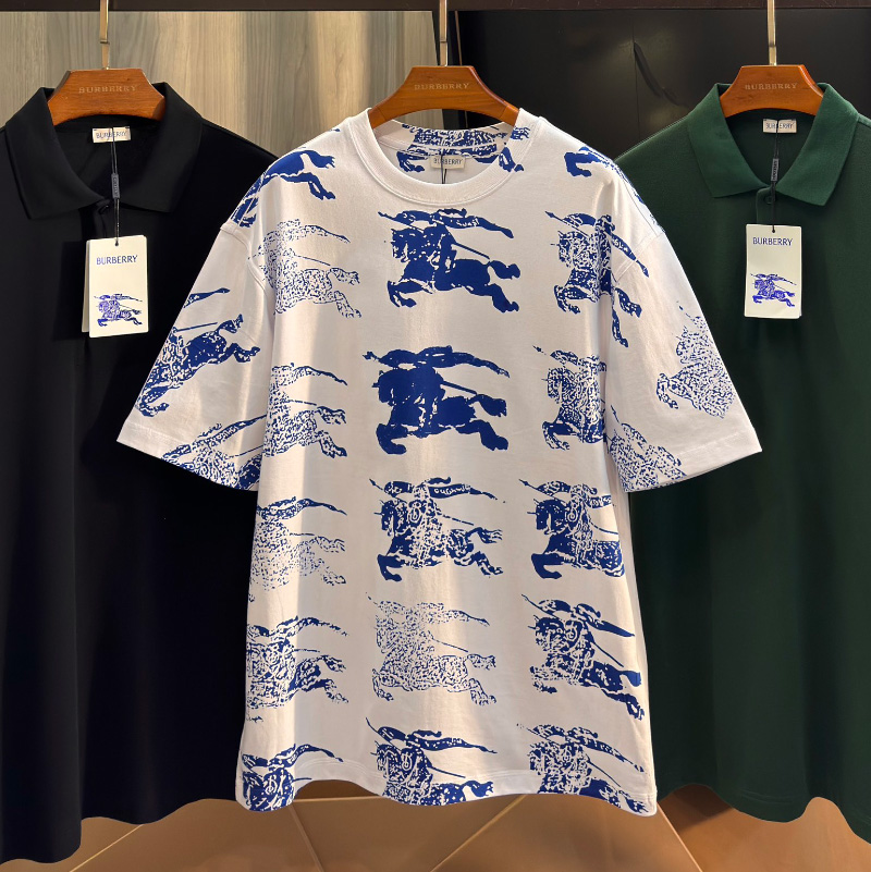 버버리 로고 프린트 라운드 5부 래글런티셔츠 80821281