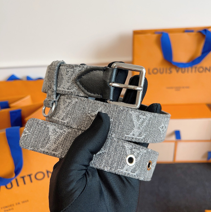 루이비통 오리지널 핀 데님 벨트 여성 그레이 폭3CM M4012W