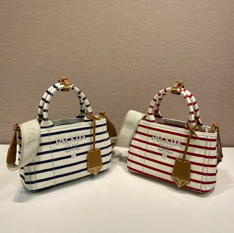 프라다 스트라이프 코튼 캔버스 미니백 2컬러 1BA038