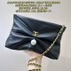 샤넬 25SS 진주 체인 미니백 CC로고 셔링 리본 클러치백 블랙 램스킨 AP4613