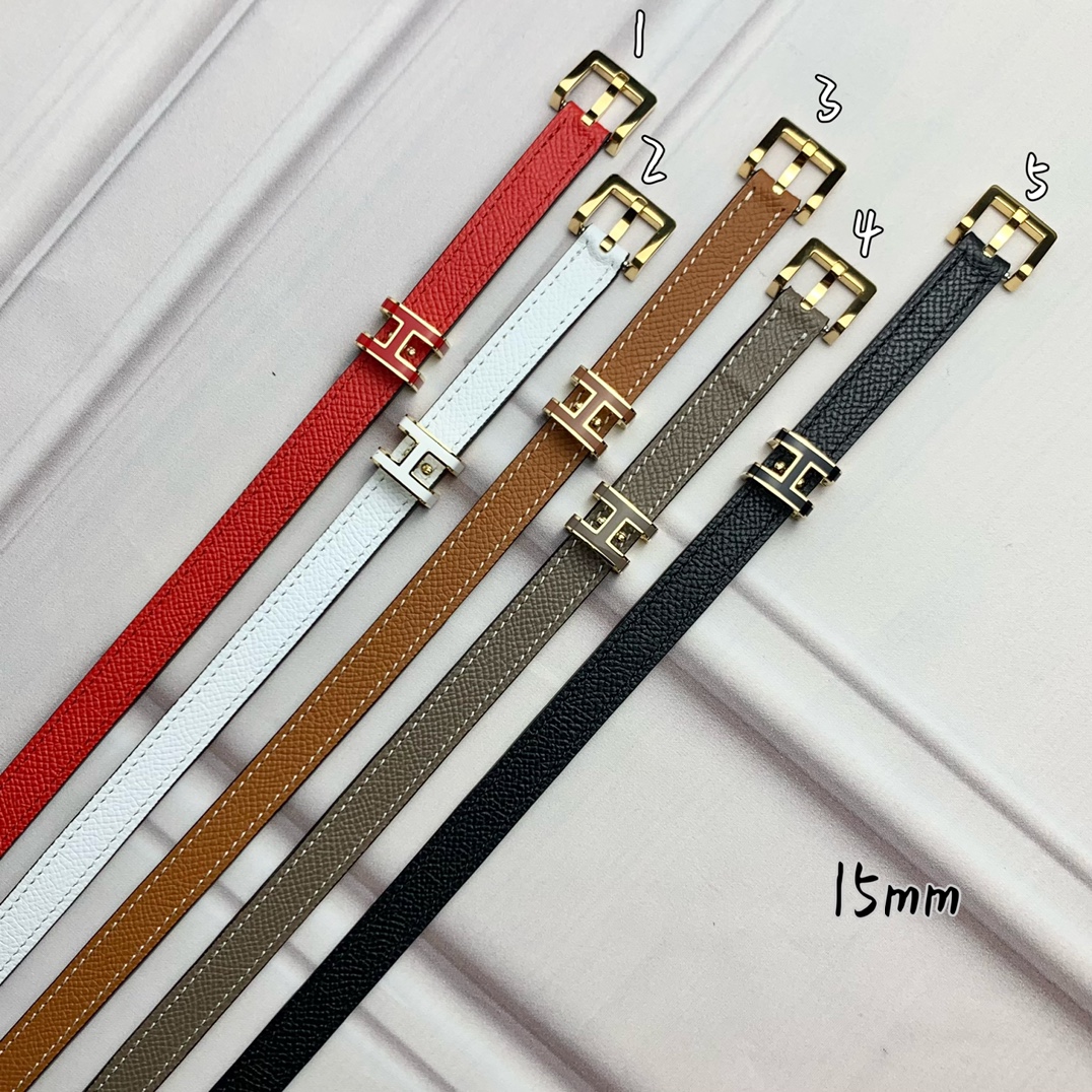 에르메스 팝아슈 15 벨트 로즈 골드 골드 1.5cm 5컬러 H081087CD37