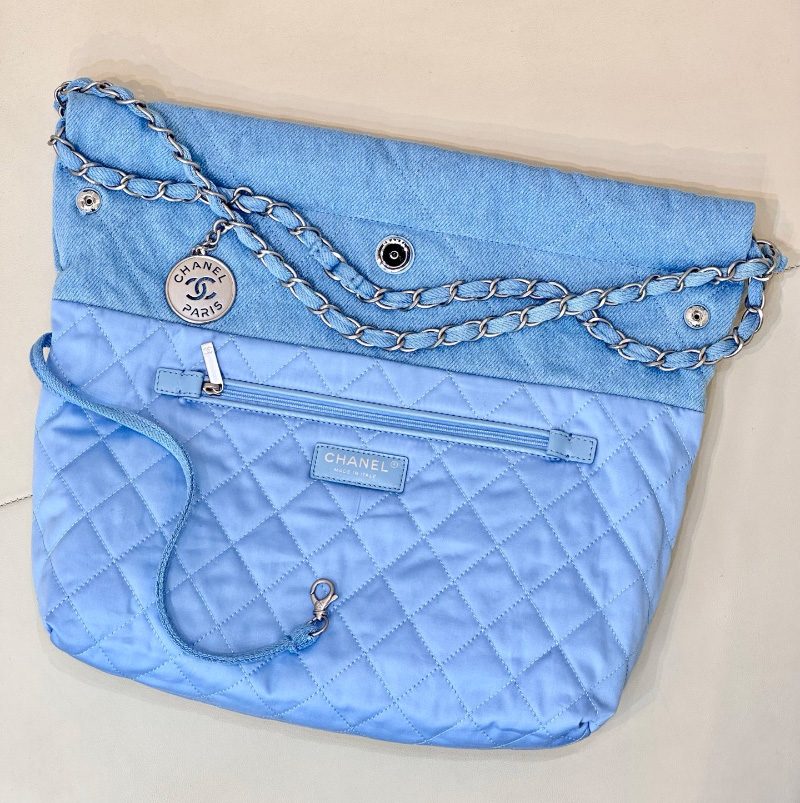 샤넬  22백 데님 진주 실버 메탈 투투백 스몰 미듐 워싱 데님 블루 AS3260 AS3261