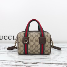 구찌 미니 GG 더플백 베이지 브라운 패브릭 859975