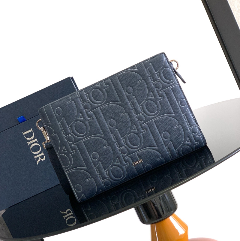 디올 A5 트라이앵글 파우치 네이비 블루 2ESCA483LGP_H578
