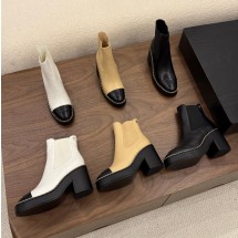 샤넬 25B 송아지 가죽 라운드 앵클 첼시부츠 8CM 블랙 G46706