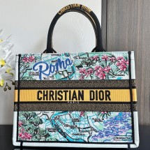 디올 로마 로고 코튼 토트백 미듐 남녀공용 M1296ZEJL