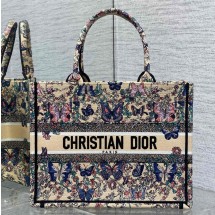 디올 북 토트백 백 미듐 뜨왈 드 주이 파피용 라피아 블루 M1296ZEEW_M918