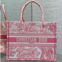 디올 북 토트 백 미듐 뜨왈 드 주이 소바쥬 화이트 야로 핑크 M1296ZTDT_M59I