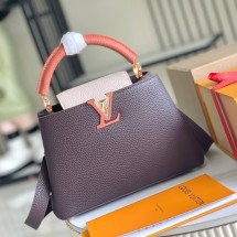 루이비통 Capucines MM 브랜드 전면로고 패치 토릴론 레더 미듐 M12952