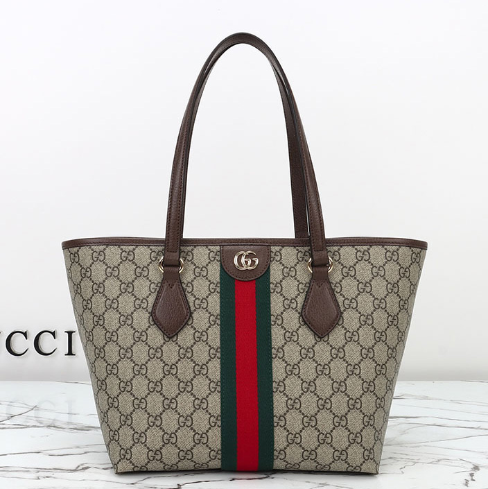 구찌 오피디아 클래식 스트라이프 캔버스 미듐 토트백 83683 FAE0J