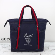 구찌 다크 블루 캔버스 크레스트 토트백 816863
