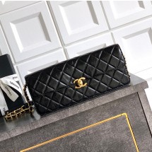 샤넬 라지 플랩 백 페이턴트 램스킨, 골드 메탈 블랙 AS5642