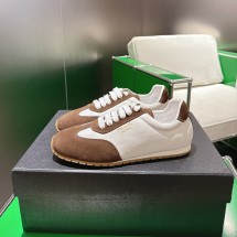 프라다 나파 가죽 스웨이드 스니커즈 브라운 1E151O