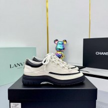 샤넬 25FW 스웨이드 스니커즈 CC로고 운동화 투톤 카프스킨 블랙 화이트 G46258