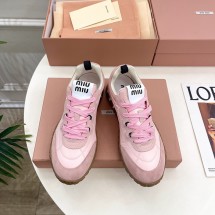 미우미우 테크니컬 스웨이드 스니커즈 핑크 5E417E