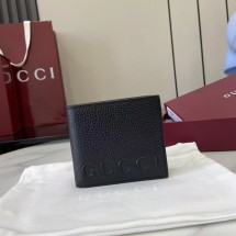 구찌 블랙 그레인드 가죽 반지갑 835098