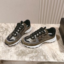 샤넬 25FW CC로고 라미네이티드 벨벳 스니커즈 카키 G46609