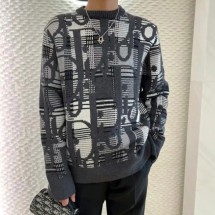 디올 오블리크 자카드 블랙앤그레이 니트 213M658AT377  F