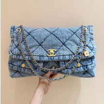 샤넬 25FW 25K 데님 숄더백 투포켓 데님 체인 맥시 플랩백 블루 AS5727