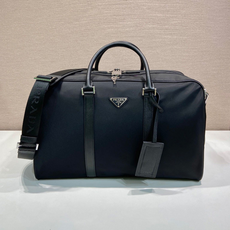 프라다 삼각로고 나일론 사피아노 트래블백 블랙 2VC014