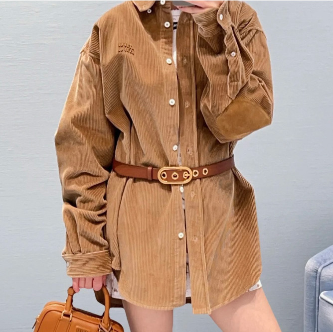 미우미우 코듈 벨벳과 스웨이드 셔츠 MK1626   Y