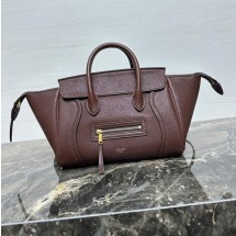 셀린느 튜블러 핸들 러기지백 가죽 와인 124213GW2 38NO