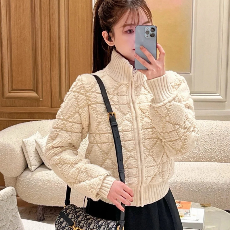 디올 매크로까나쥬 지퍼 가디건 캐시미어 여성 254V20AM340  D