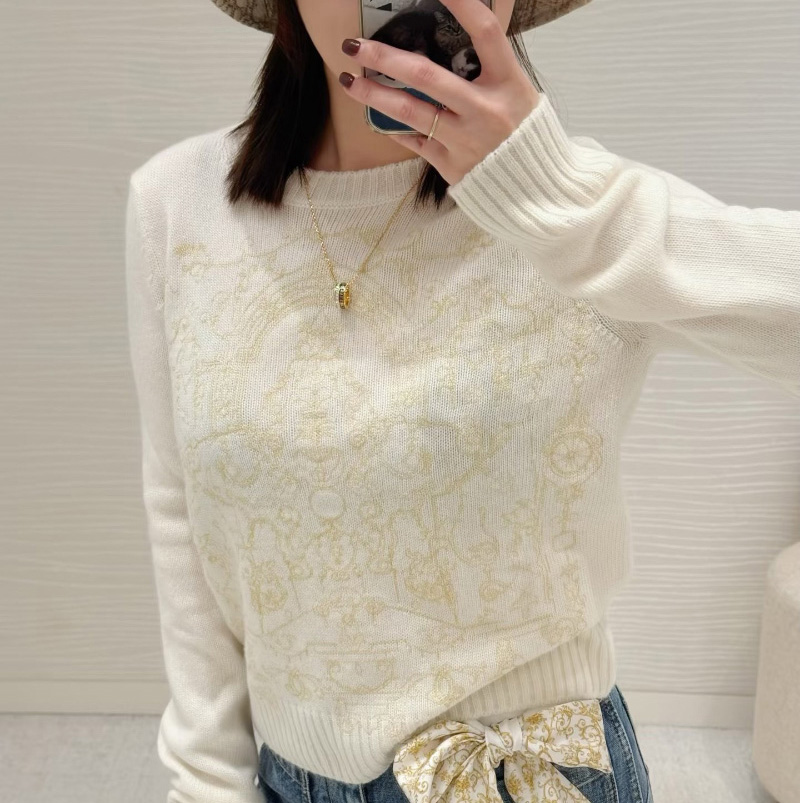 디올 스텔라 모티브 자수 캐시미어 니트 스웨터 에크루 614S57G0058_X1998  H