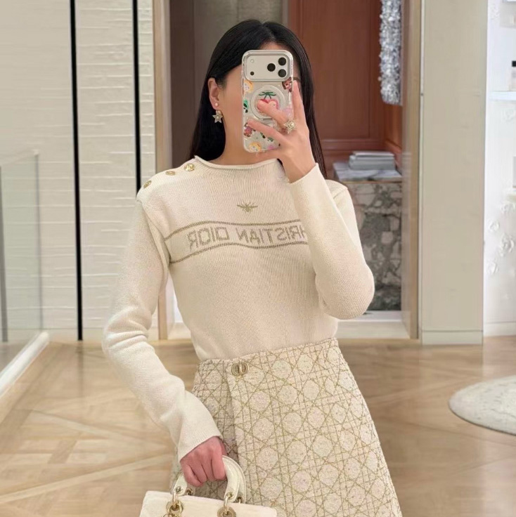 디올 여성 니트웨어 캐시미어 스웨터 Oro 12 614S94B0549  H