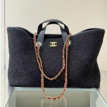 샤넬 맥시 쇼핑백 울, 골드메탈  AS5853